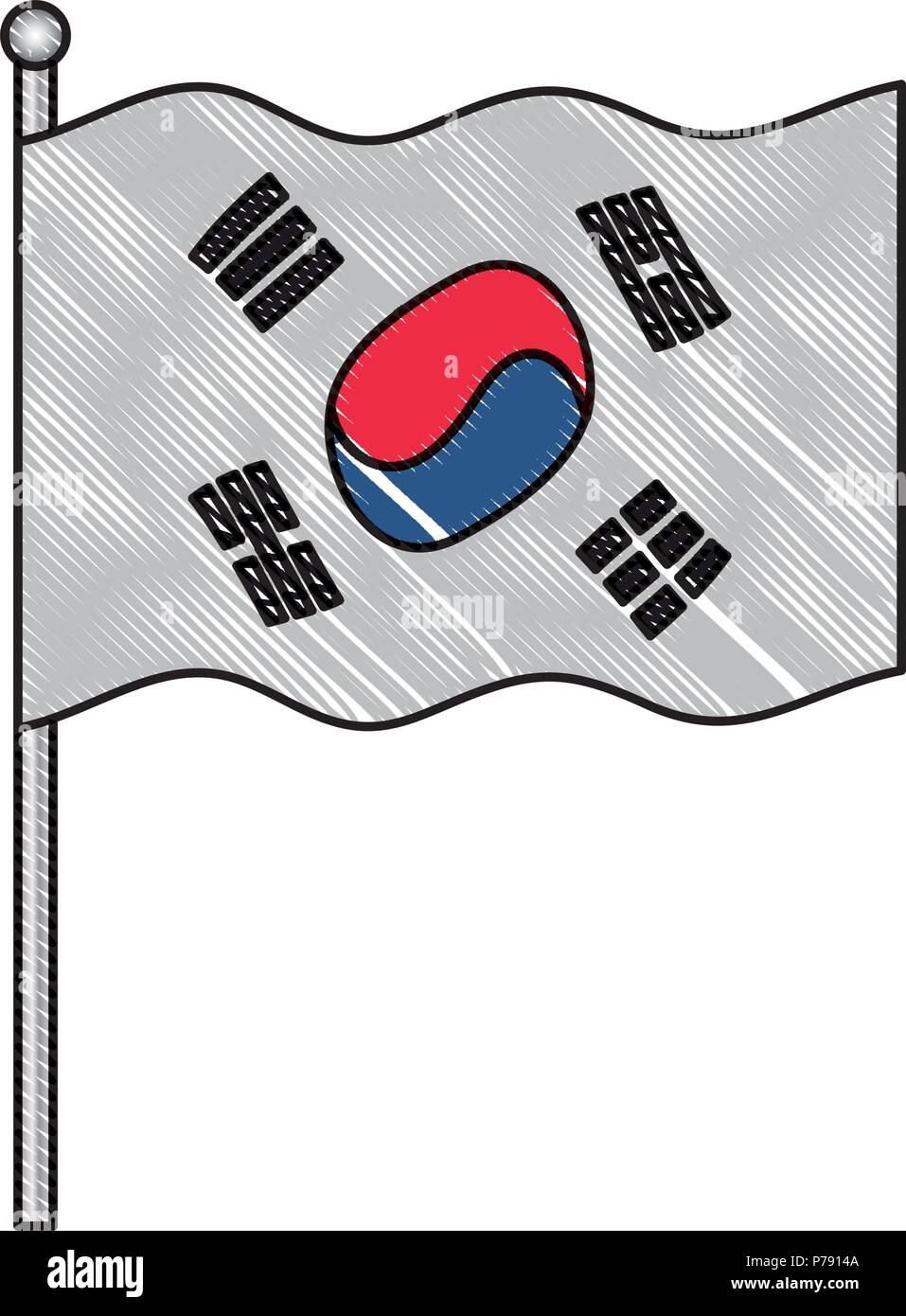 south korea flag icon over white background, vector illustration Stock ...