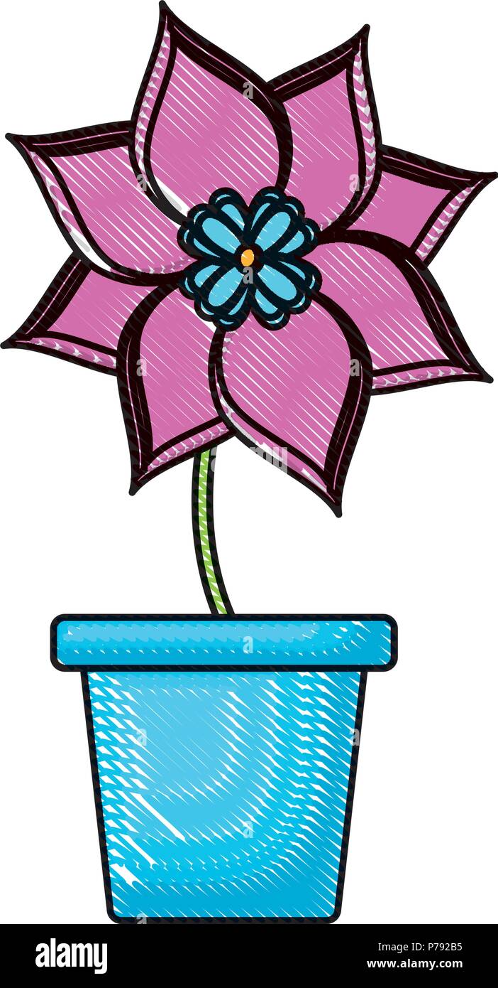 Beautiful flower in a pot icon over white background, vector ...