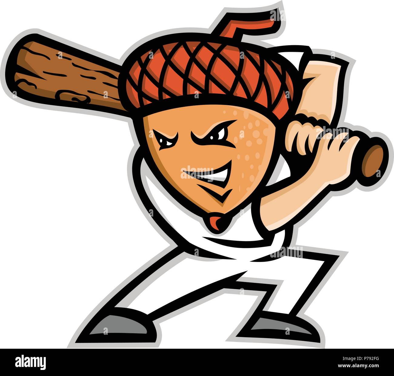 Baseball Player Bat Side Isolated Cartoon Canvas Print