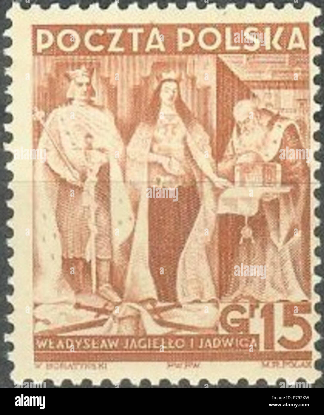 47 Polska 312 - XX rocznica odzyskania niepodległości, Władysław Jagiełło i Jadwiga Stock Photo