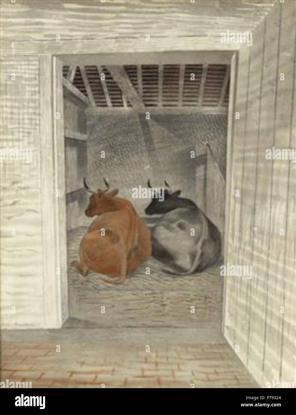 Work by Eric Ravilious . before 1942 49 Ravilious - two-cows-1935 Stock ...