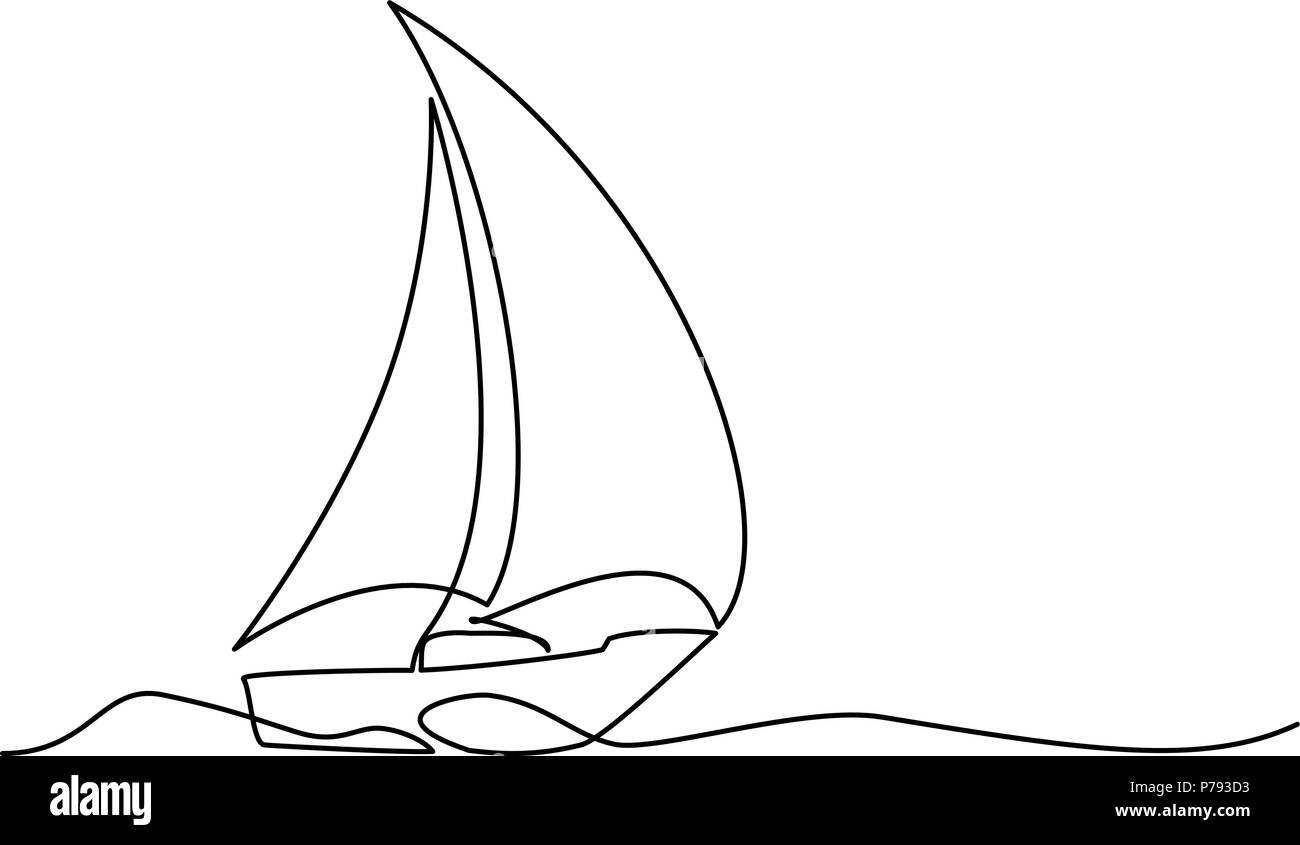 Continuous line drawing sailboat Stock Vector