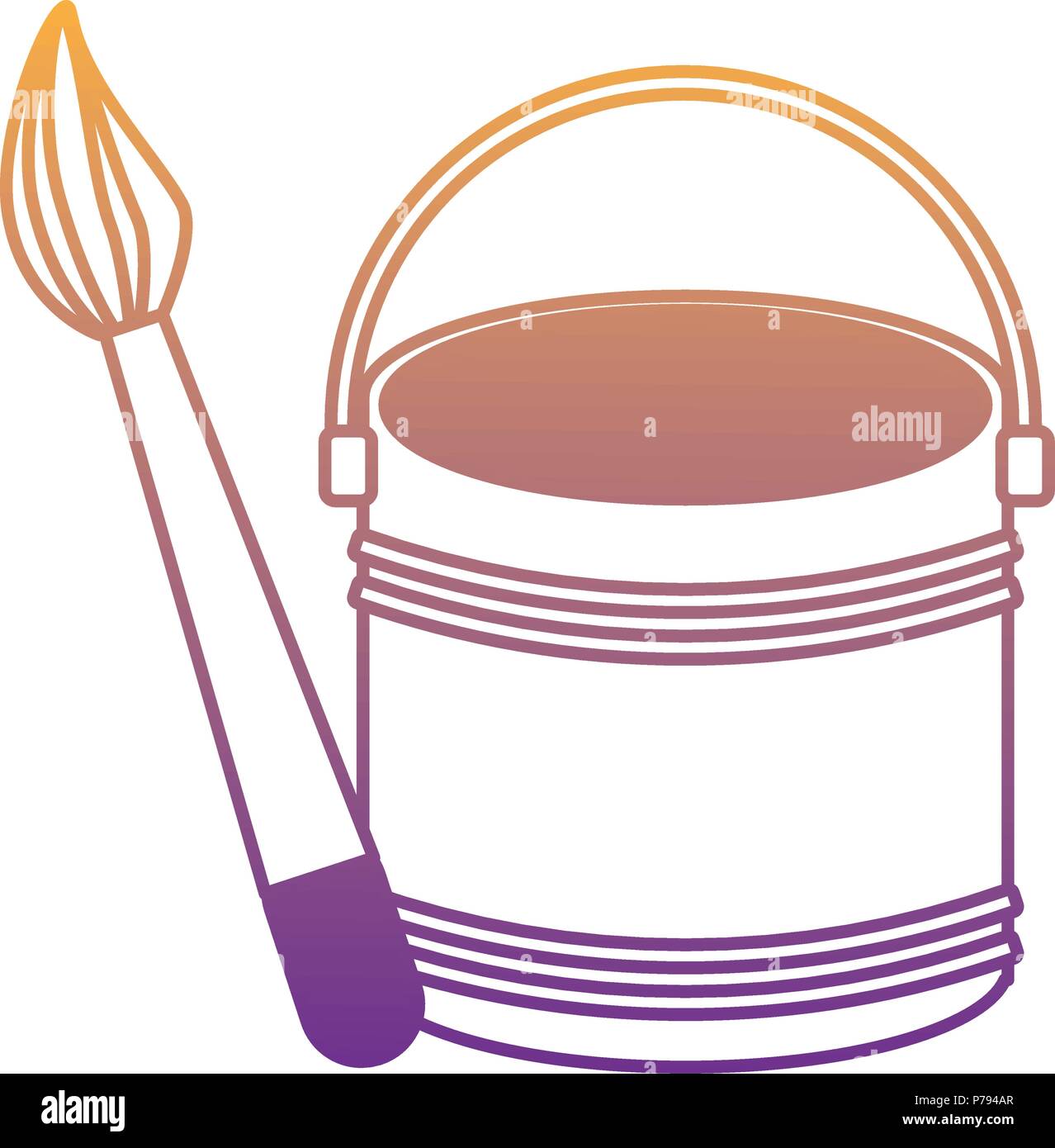 paint bucket and brush icon over white background, vector illustration ...