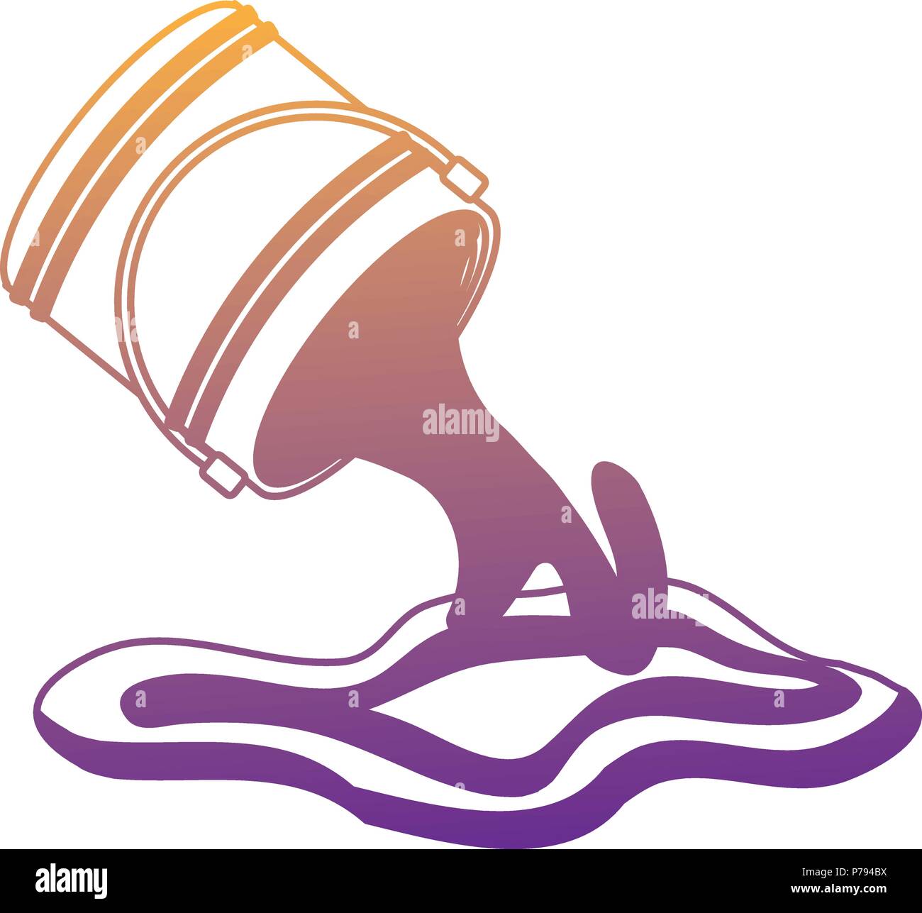 bucket with pouring paint over white background, vector illustration