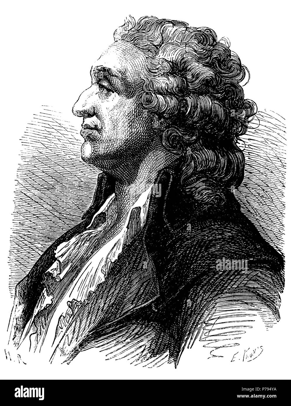Marie-Jean-Antoine Nicolas de Caritat (1743-1794), Marqués de Condorcet, filósofo, científico, matemático y político francés. Grabado de 1873. Stock Photo