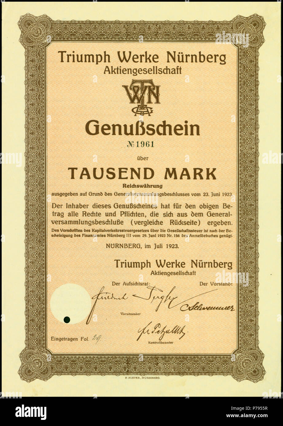Plaque D'identification D'usine Triumph Nürnberg AG TWN - Moto Ancienne - Neuve - Allemagne