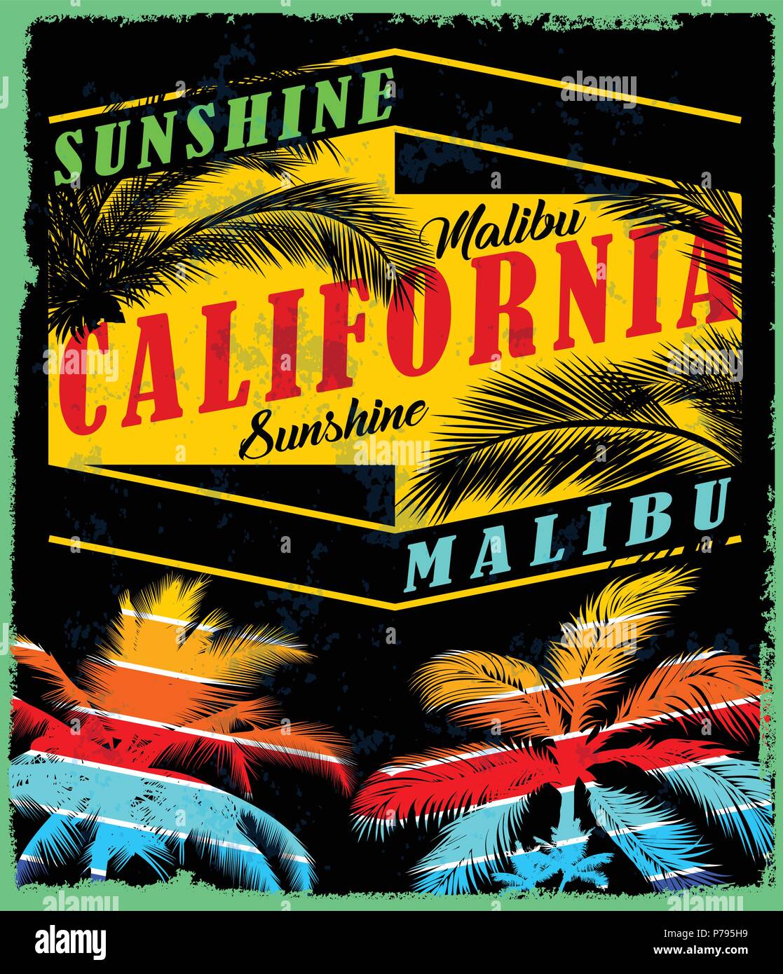Summer beach vector background in retro style Stock Vector Image & Art ...
