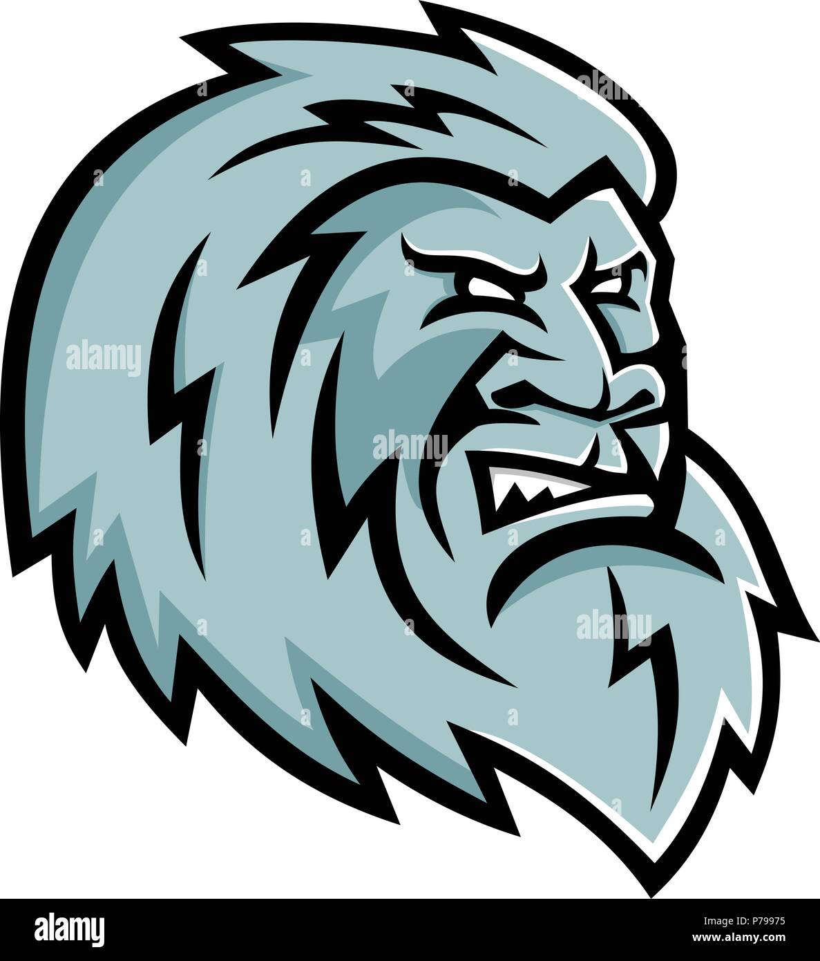 Mascot icon illustration of head of a Yeti or Abominable Snowman, an ape-like entity, mythical or legendary creature in the folklore of Nepal viewed f Stock Vector