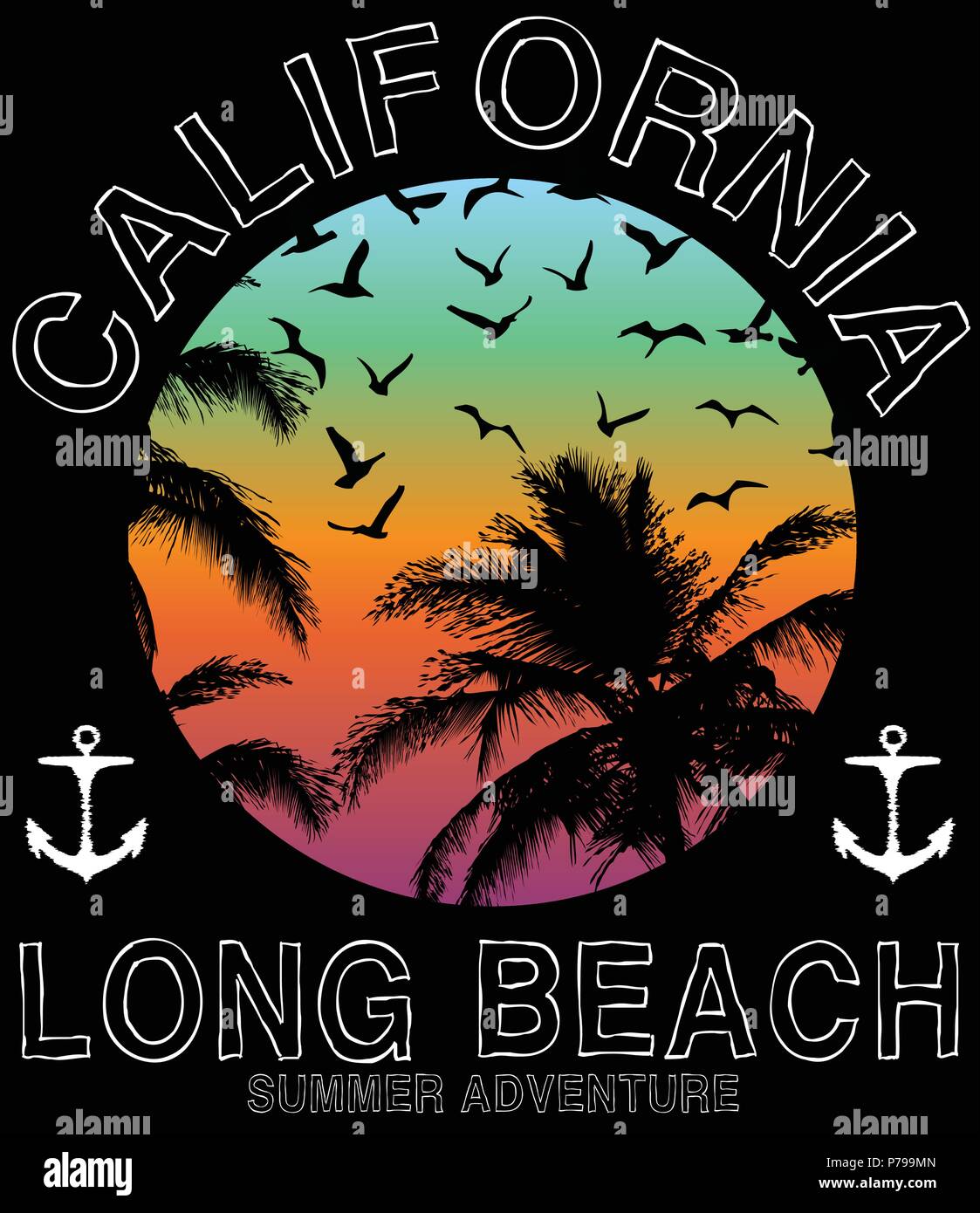 Summer beach vector background in retro style Stock Vector Image & Art ...