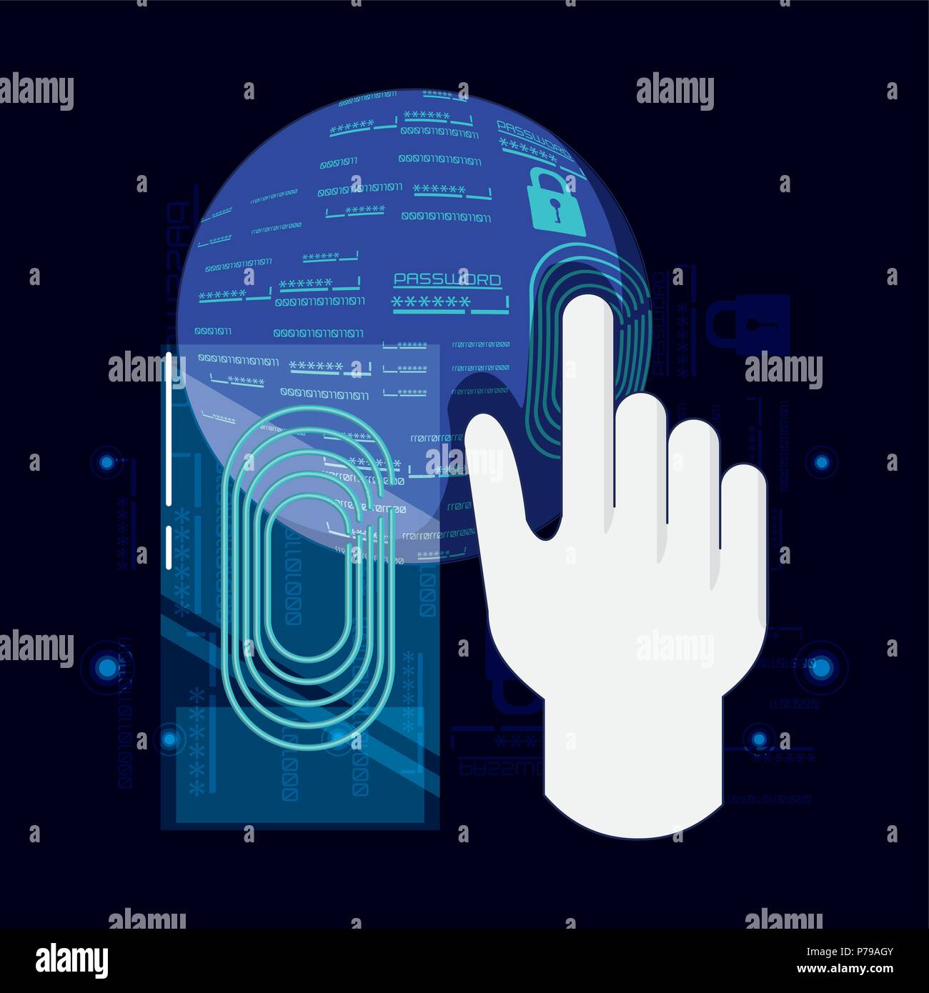 data security fingerprint technology vector illustration design Stock