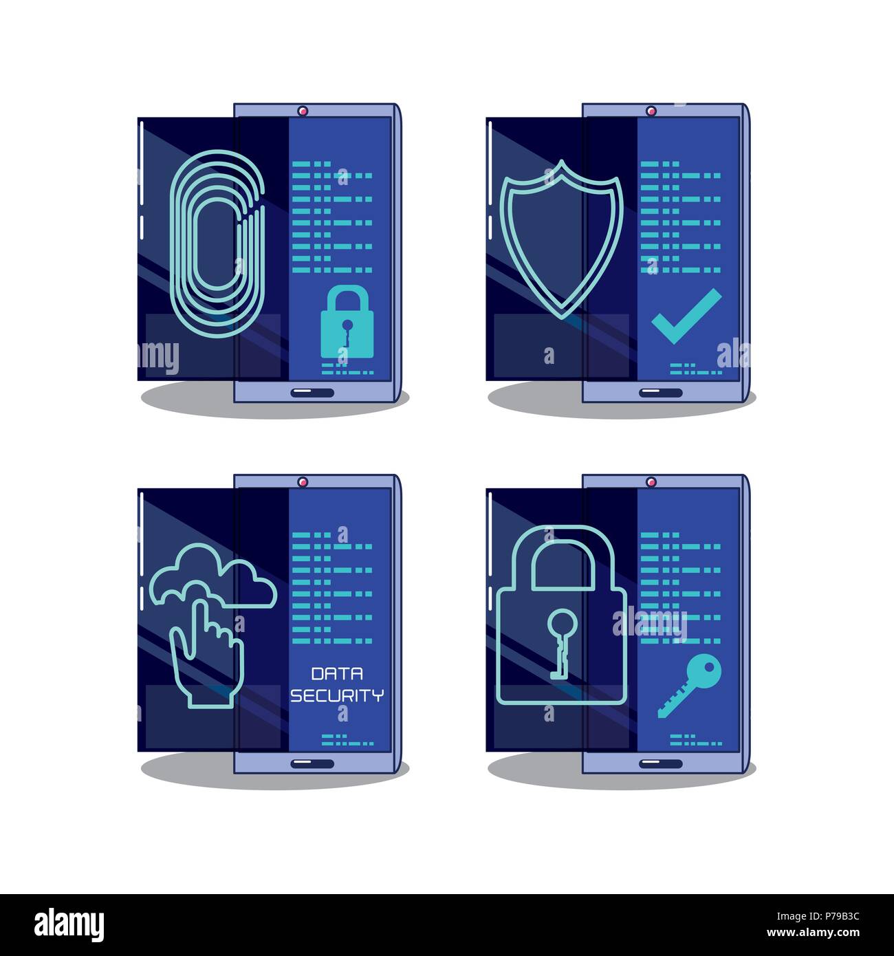 data security technology set icons vector illustration design Stock ...