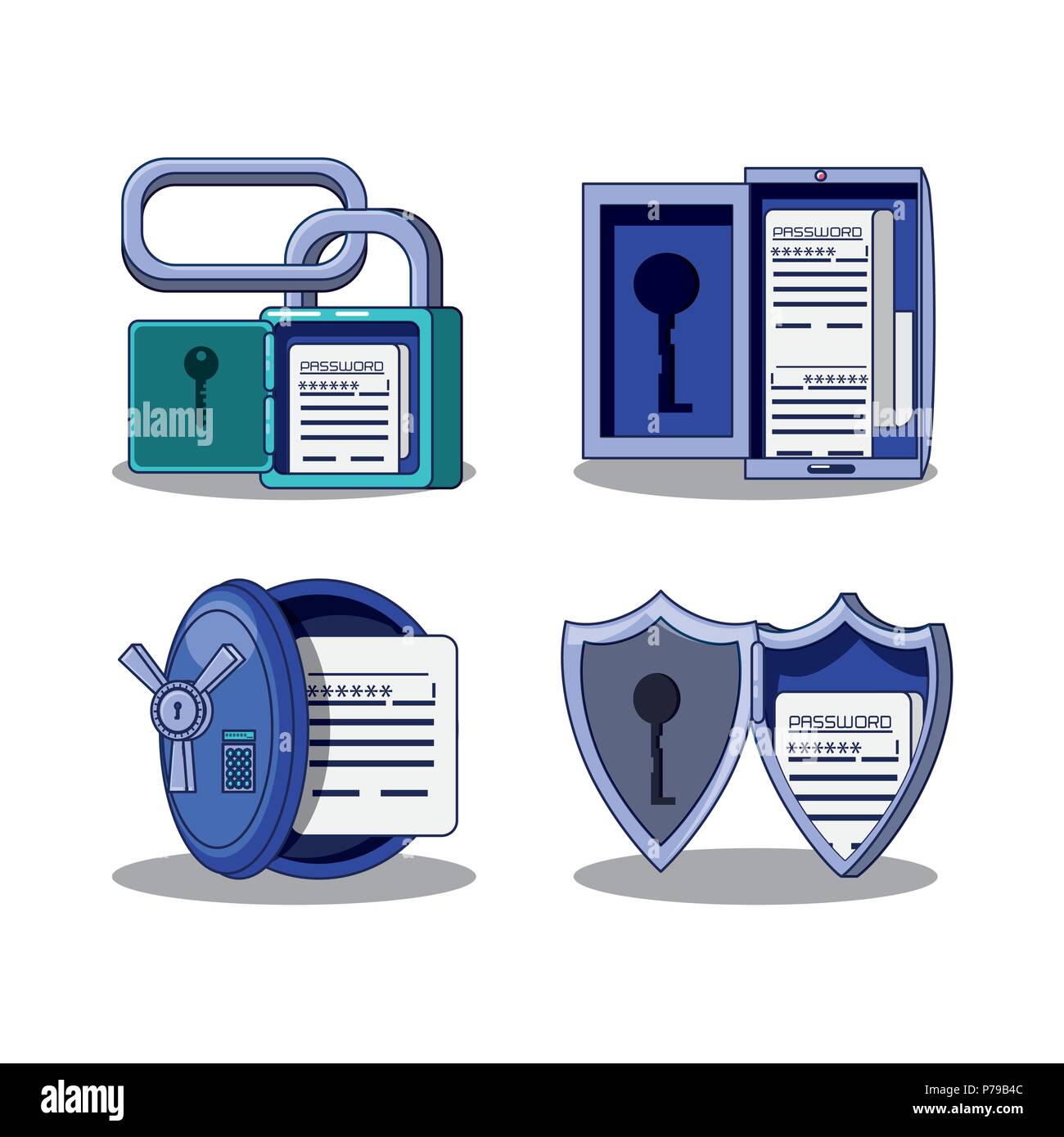 data security technology set icons vector illustration design Stock ...