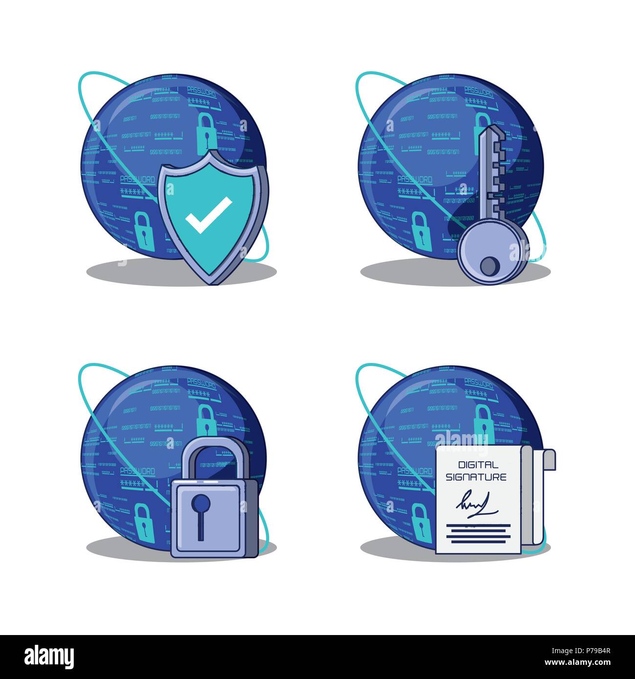 data security technology set icons vector illustration design Stock ...