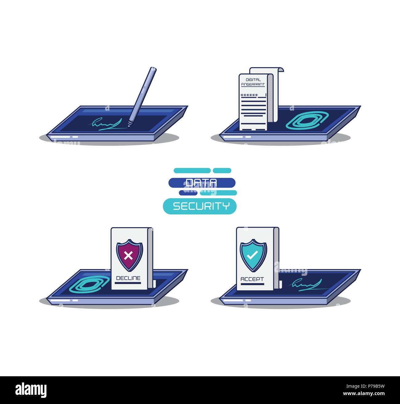 data security technology set icons vector illustration design Stock ...