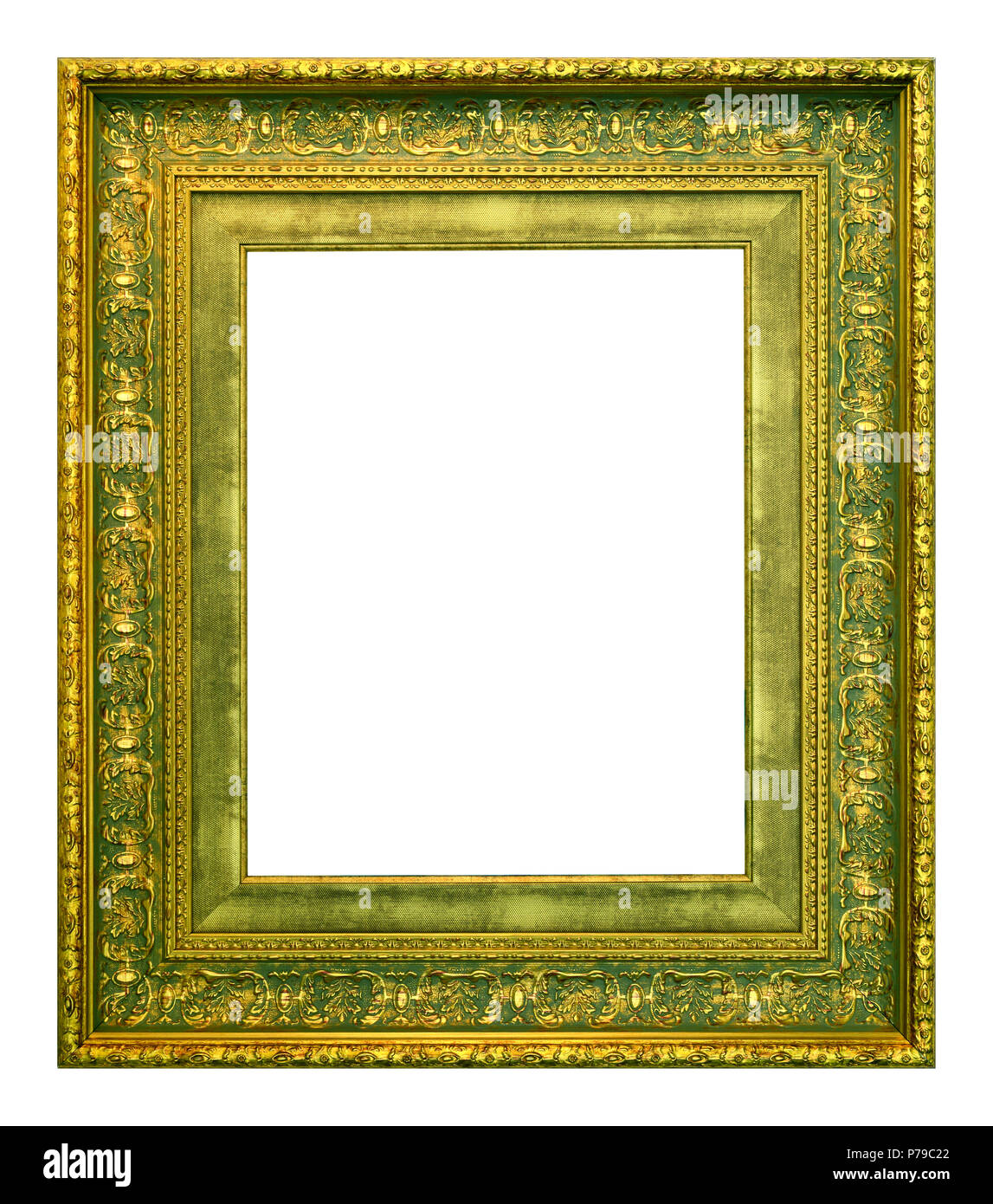 Antique gold frame isolated on the white background vintage style Stock Photo