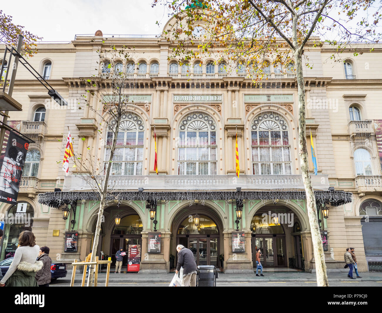 Barcelona Spain December 10 2017 View Of The Liceu Facade In 