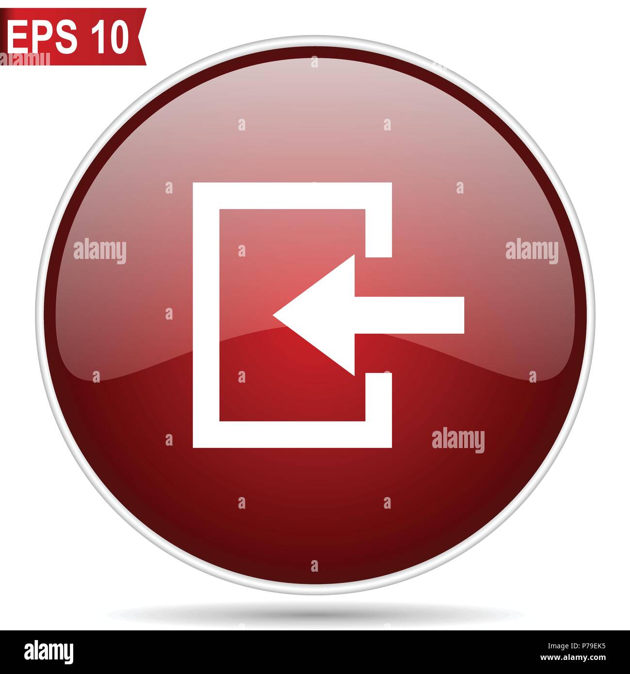 Enter cherry red glossy round web vector icon. Editable simple circle ...