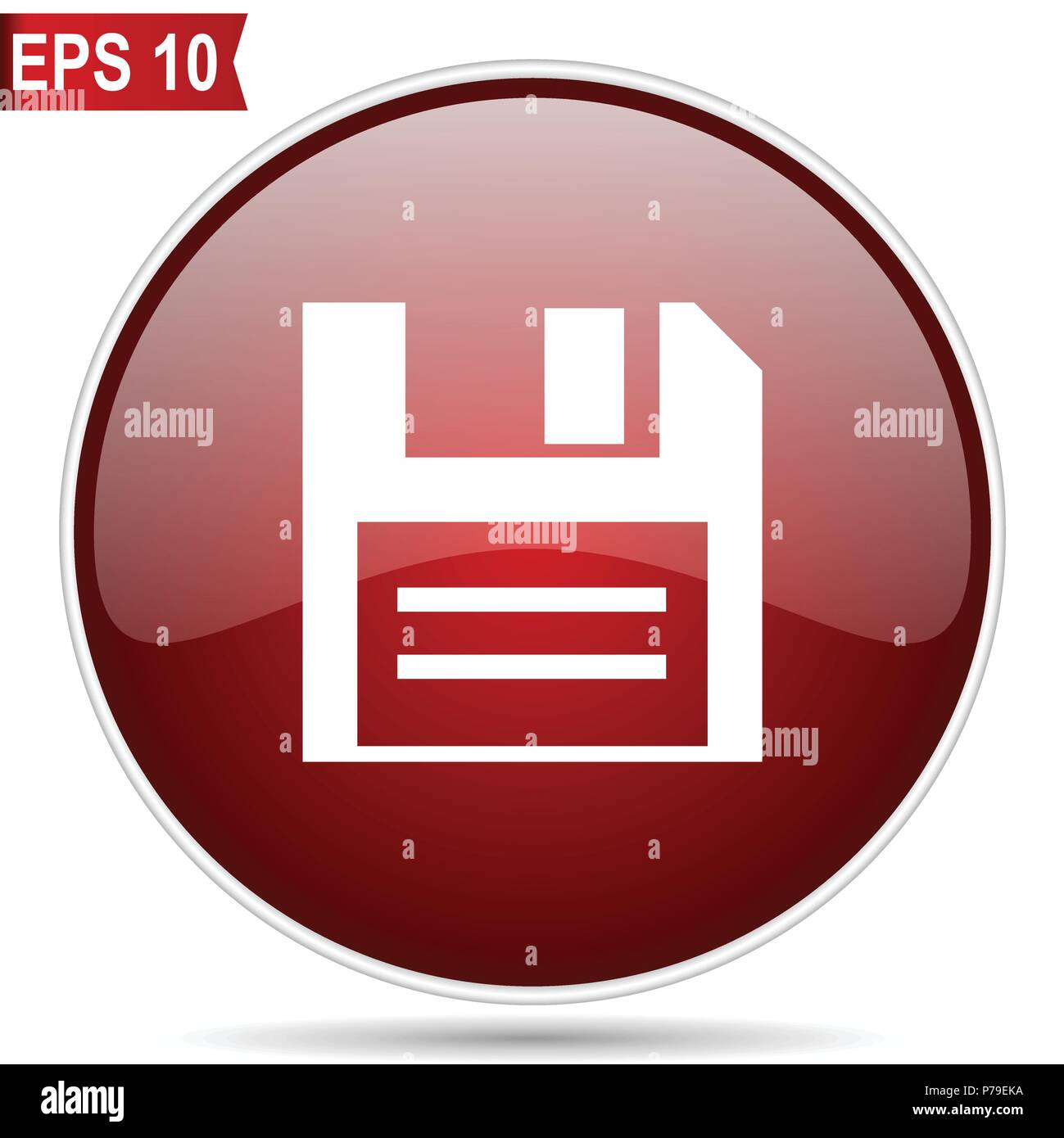 Disk cherry red glossy round web vector icon. Editable simple circle ...