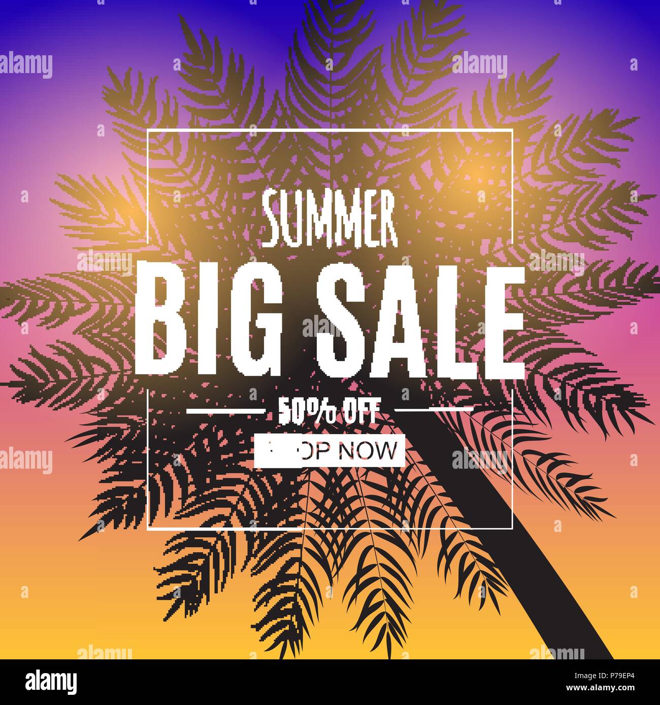 Abstract Summer Sale Background with Palm Leaves. Vector Illustration ...