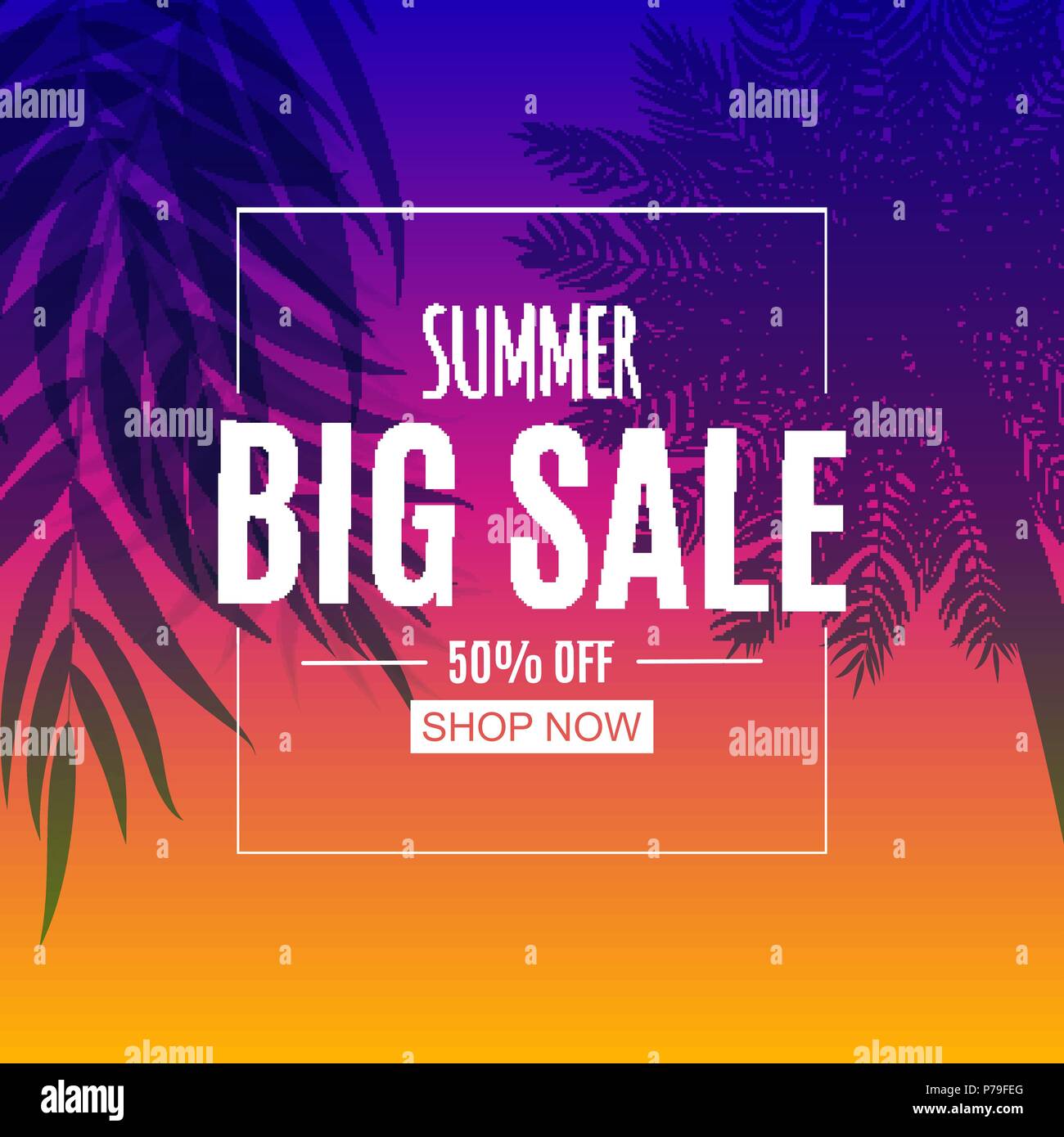 Abstract Summer Sale Background with Palm Leaves. Vector Illustration ...