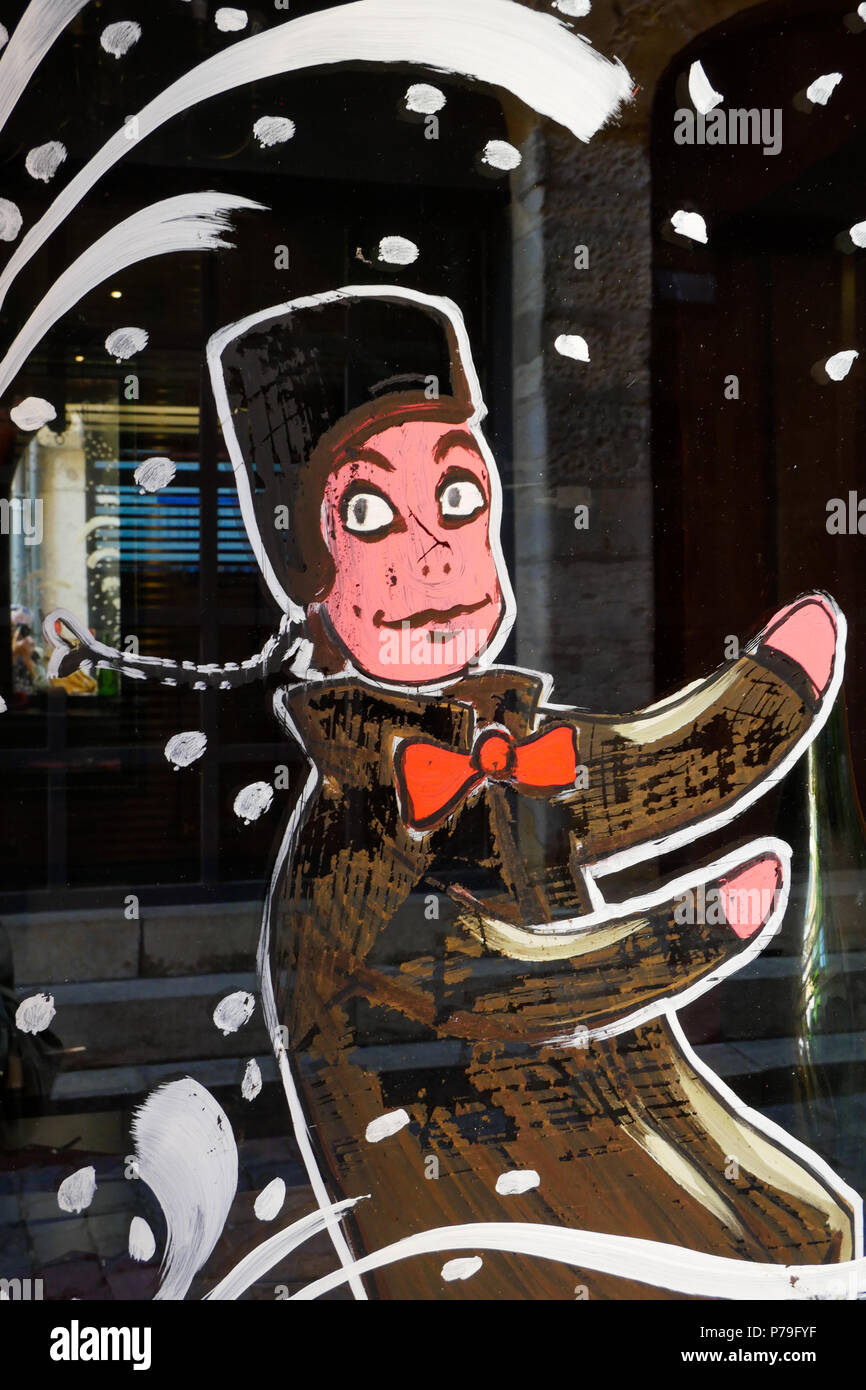 Guignol, famous characer of Lyons puppets Theater, SaintJean district, Lyon, France Stock Photo