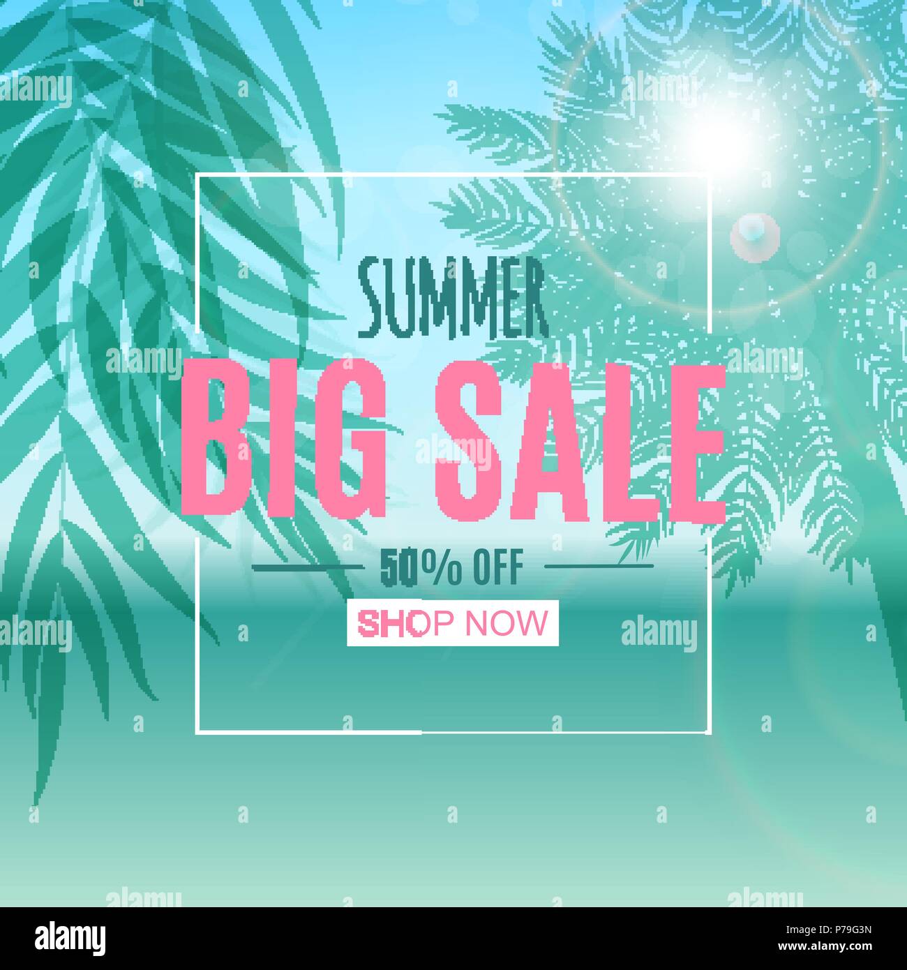 Abstract Summer Sale Background with Palm Leaves. Vector Illustration ...