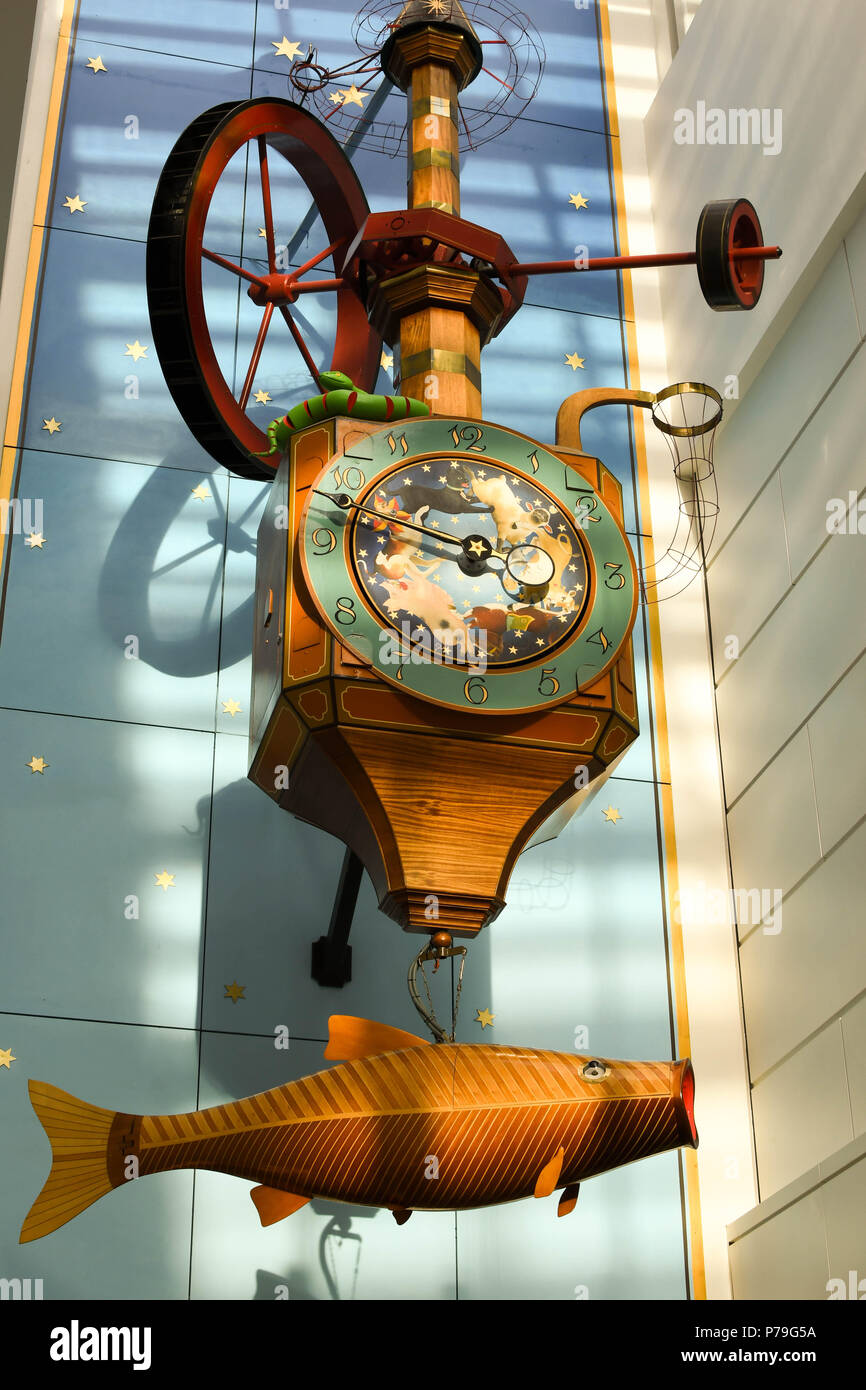 The Wishing Fishing Clock in the Regent Arcade in Cheltenham town centre Stock Photo