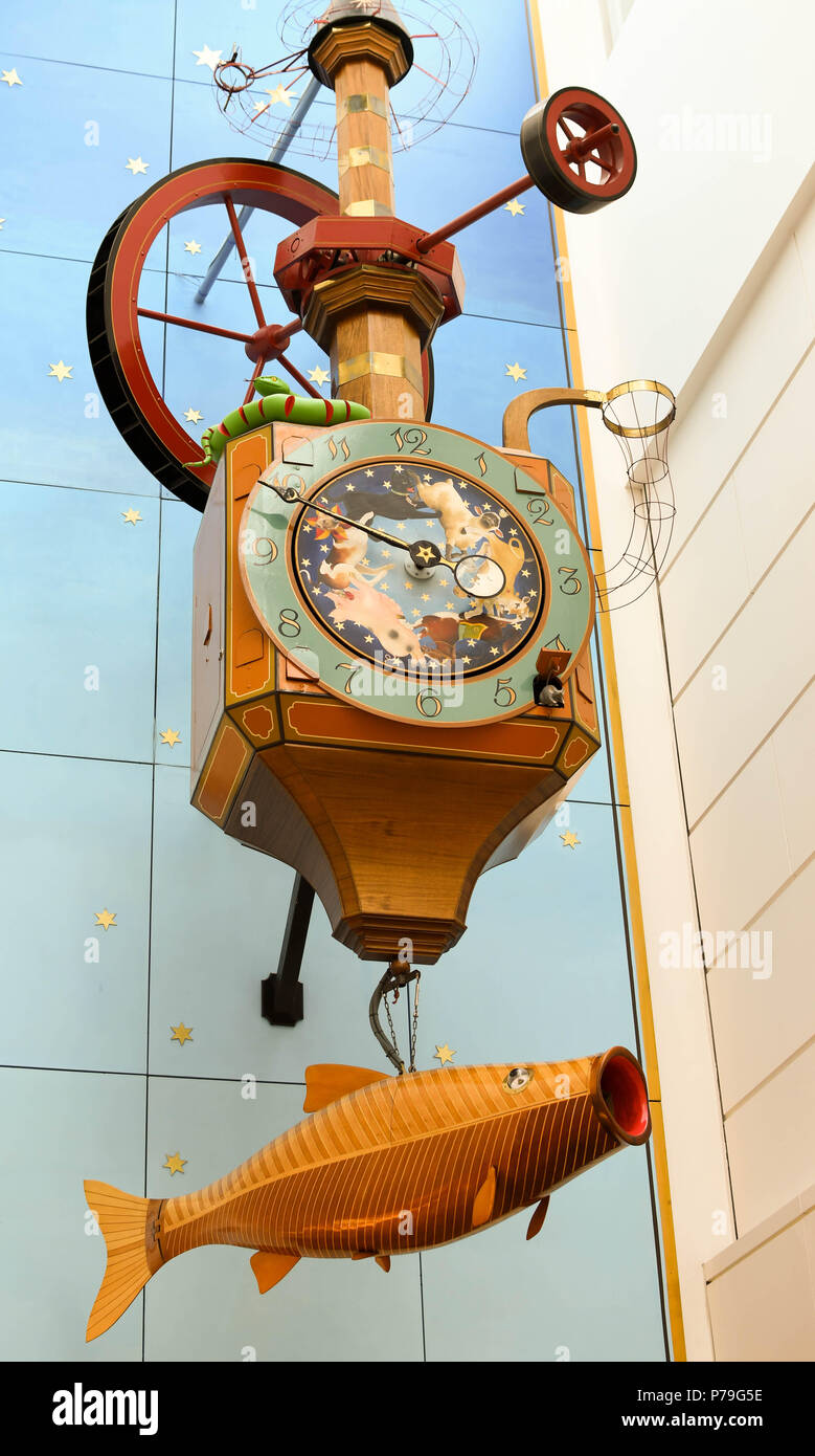 The Wishing Fishing Clock in the Regent Arcade in Cheltenham town centre Stock Photo