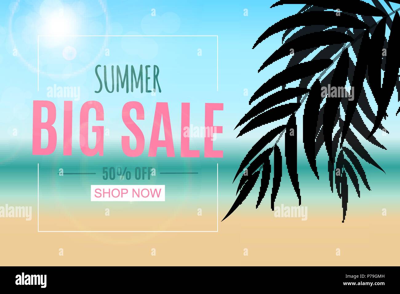 Abstract Summer Sale Background with Palm Leaves. Vector Illustration ...