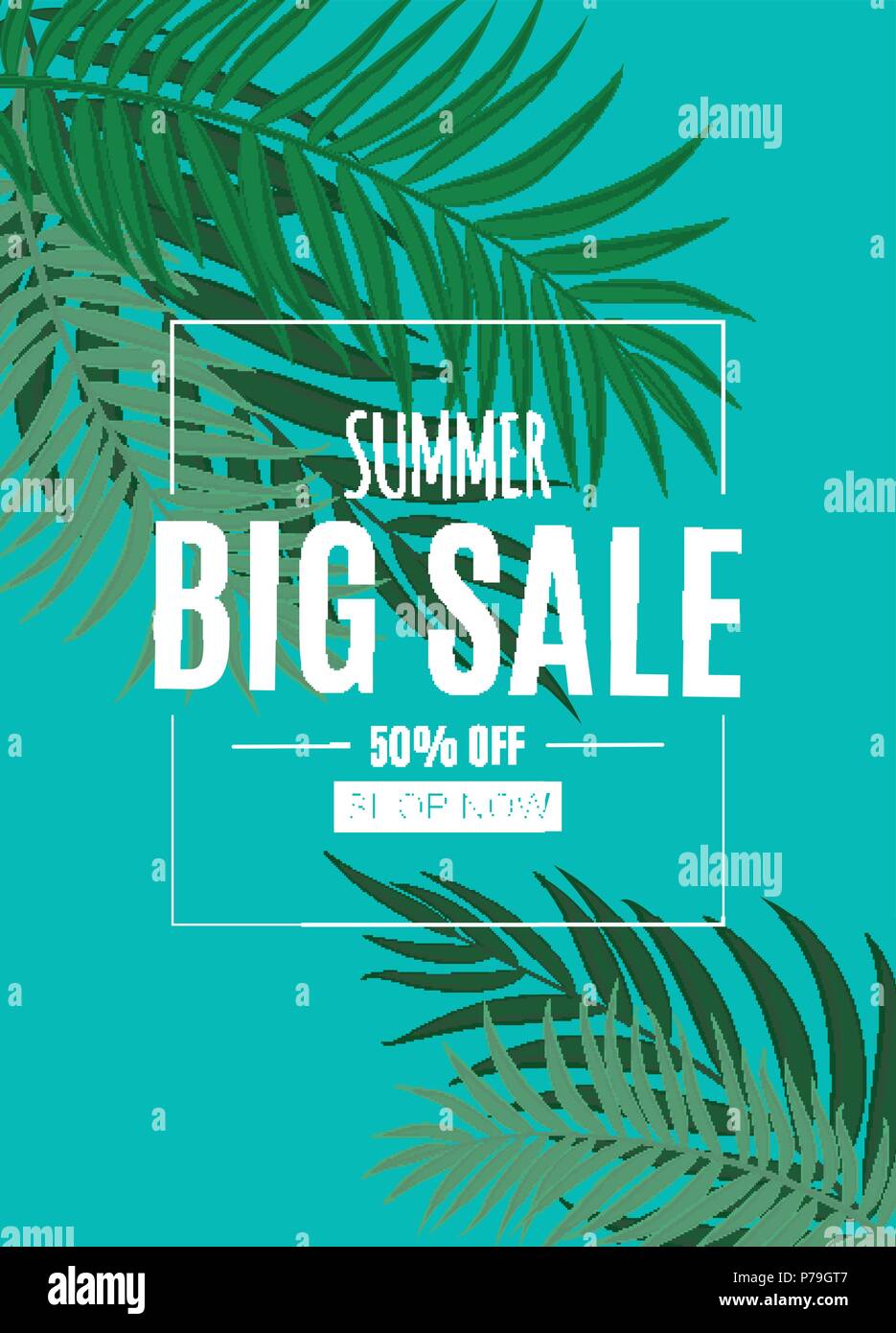Abstract Summer Sale Background with Palm Leaves. Vector Illustration ...