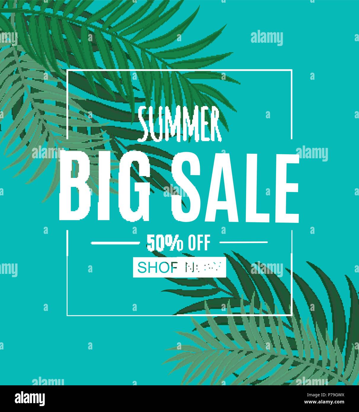 Abstract Summer Sale Background with Palm Leaves. Vector Illustration ...