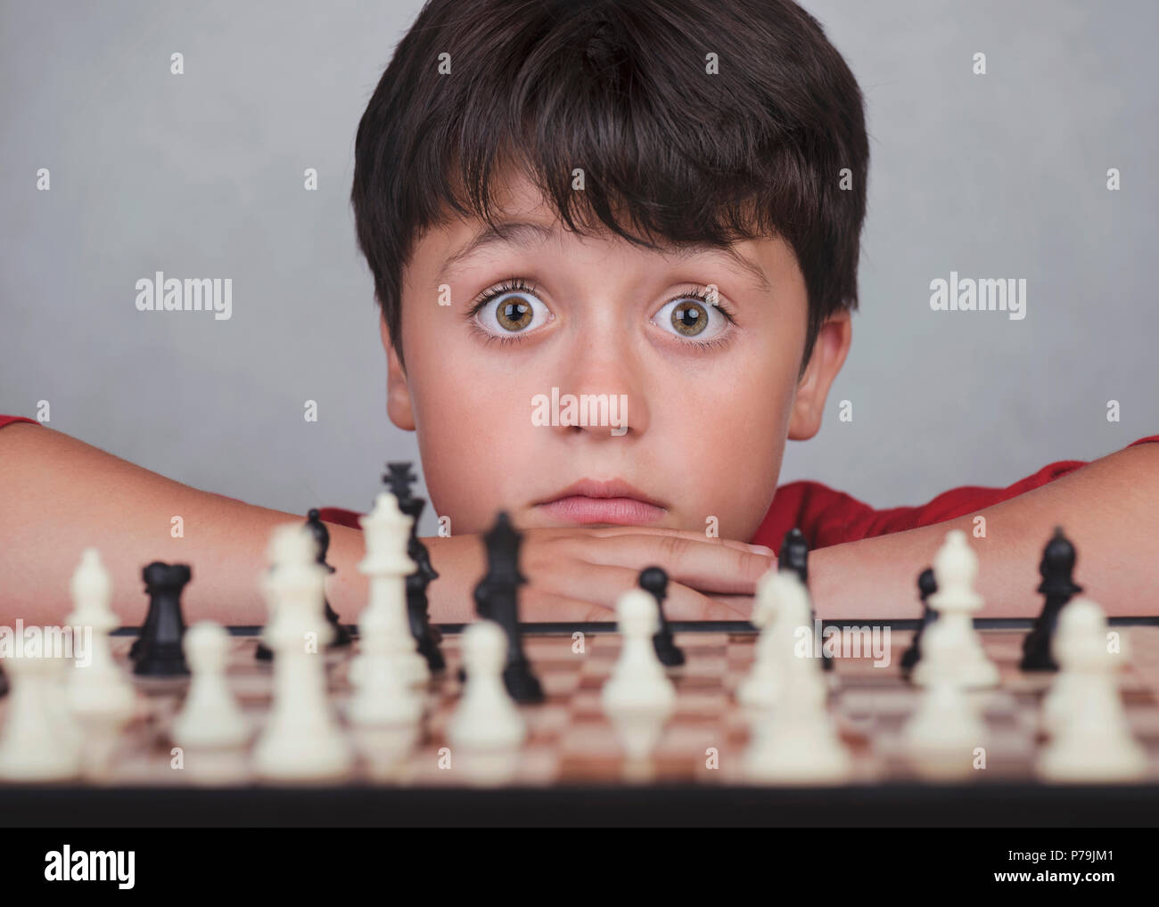 Little Clever Boy Playing Chess Online Stock Photo - Image of monitor,  home: 62046156