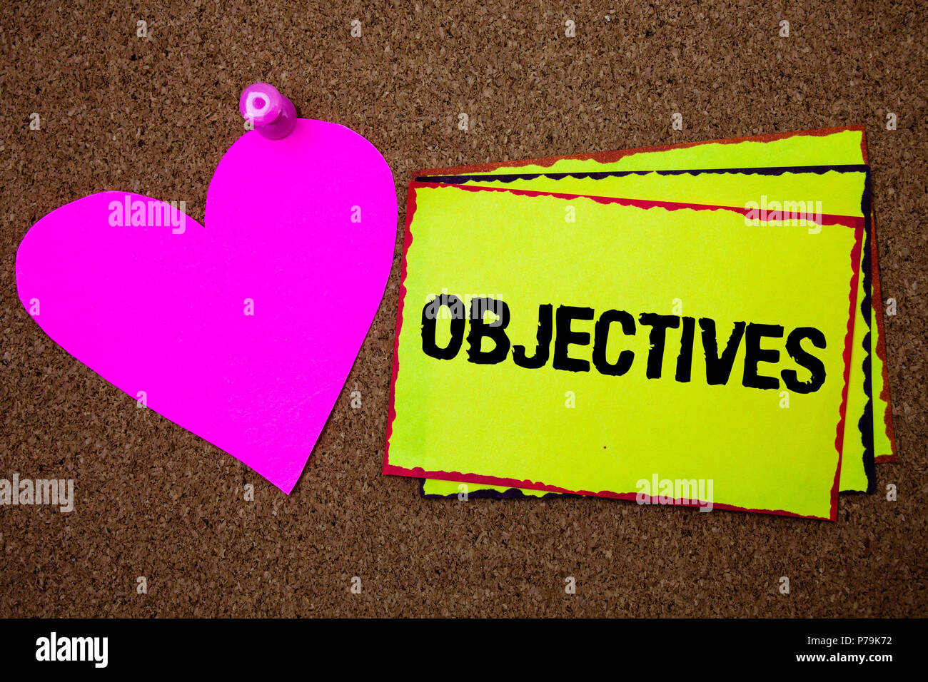 Sticky Objective Text sign showing Objectives. Conceptual photo Goals planned to be ...