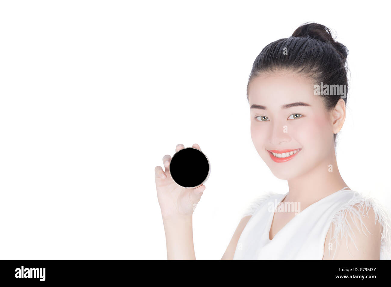 Woman grabbing skin on her flanks with the black color crosses marking,  Lose weight and liposuction cellulite removal concept, Isolated on white  backg Stock Photo - Alamy