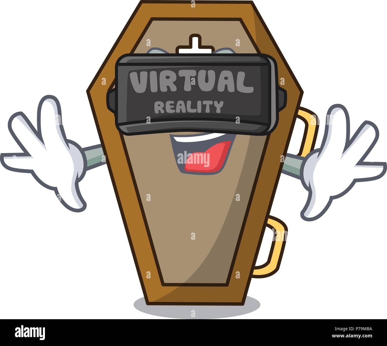 Virtual reality coffin mascot cartoon style Stock Vector