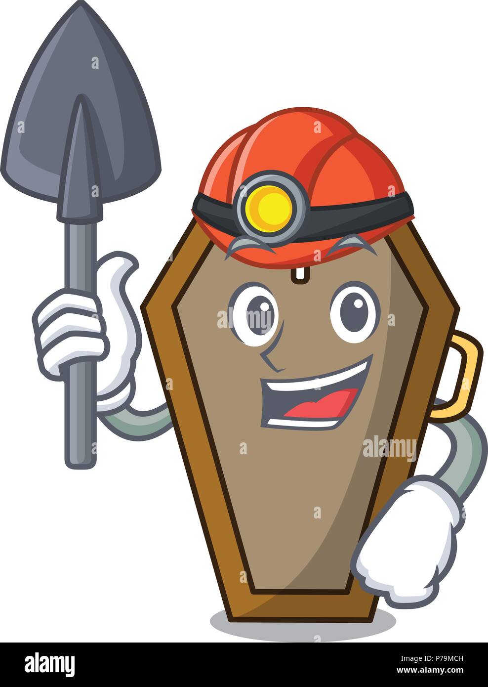Miner coffin mascot cartoon style Stock Vector