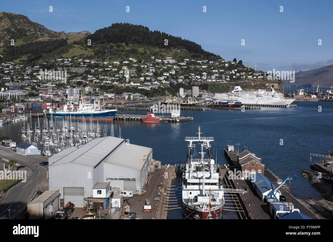Lyttelton port in Christchurch, New Zealand Stock Photo Alamy