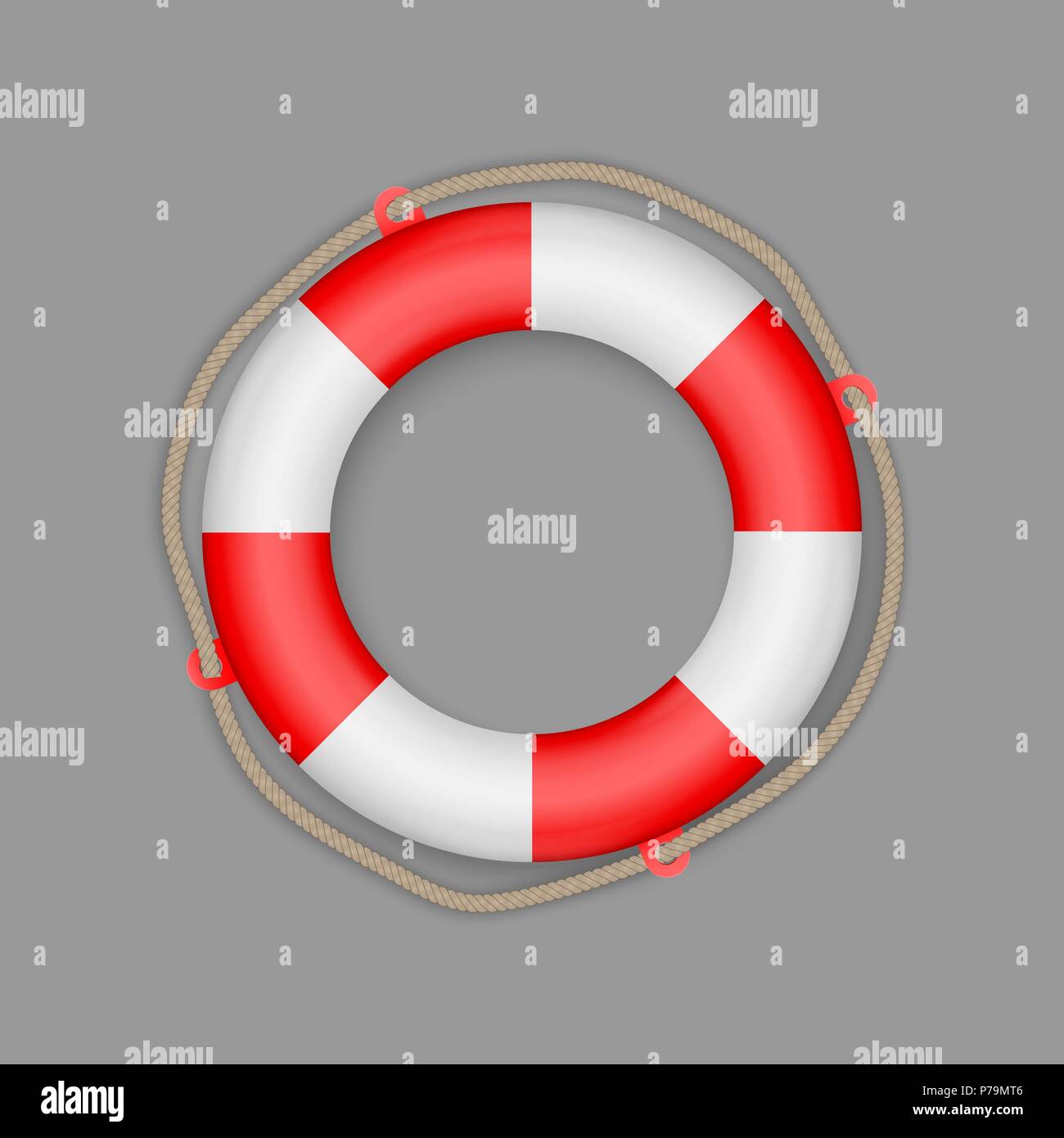 life buoy with rope isolated. Vector lifesaver Stock Vector Image & Art ...