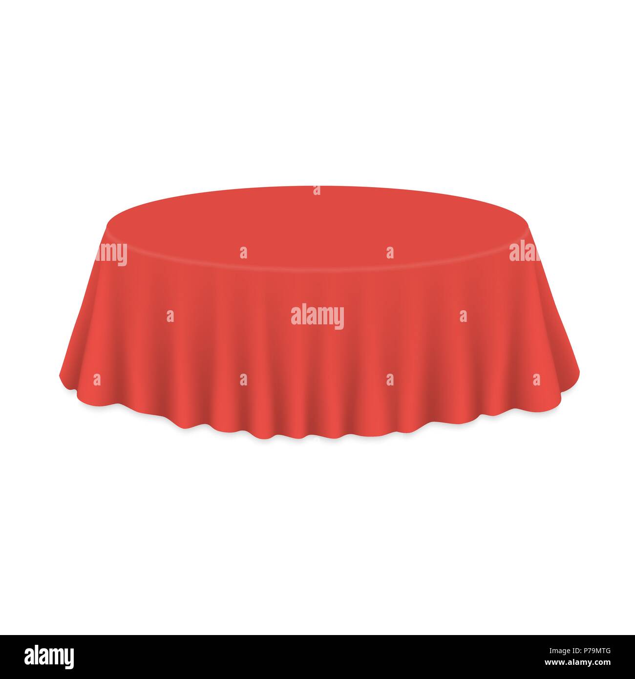 Empty round Tablecloth on table Isolated on white background Stock Vector