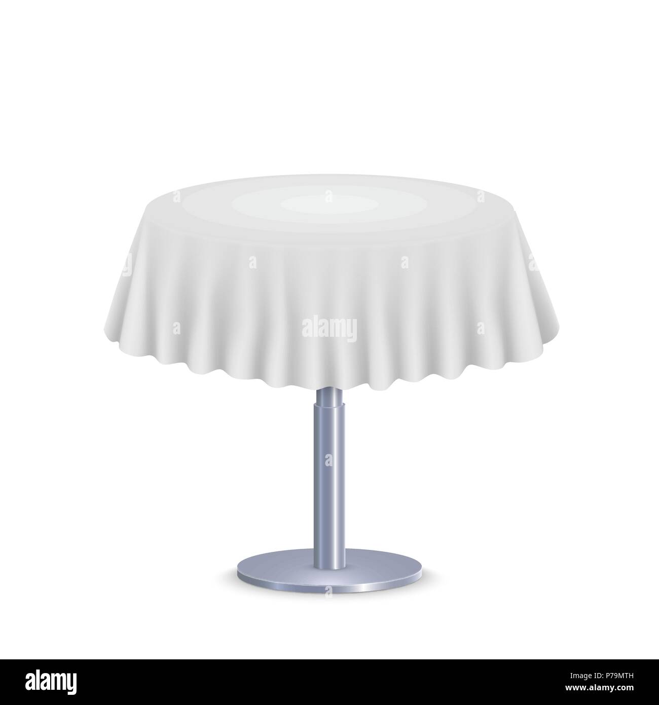 Empty round Tablecloth on table Isolated on white background Stock Vector