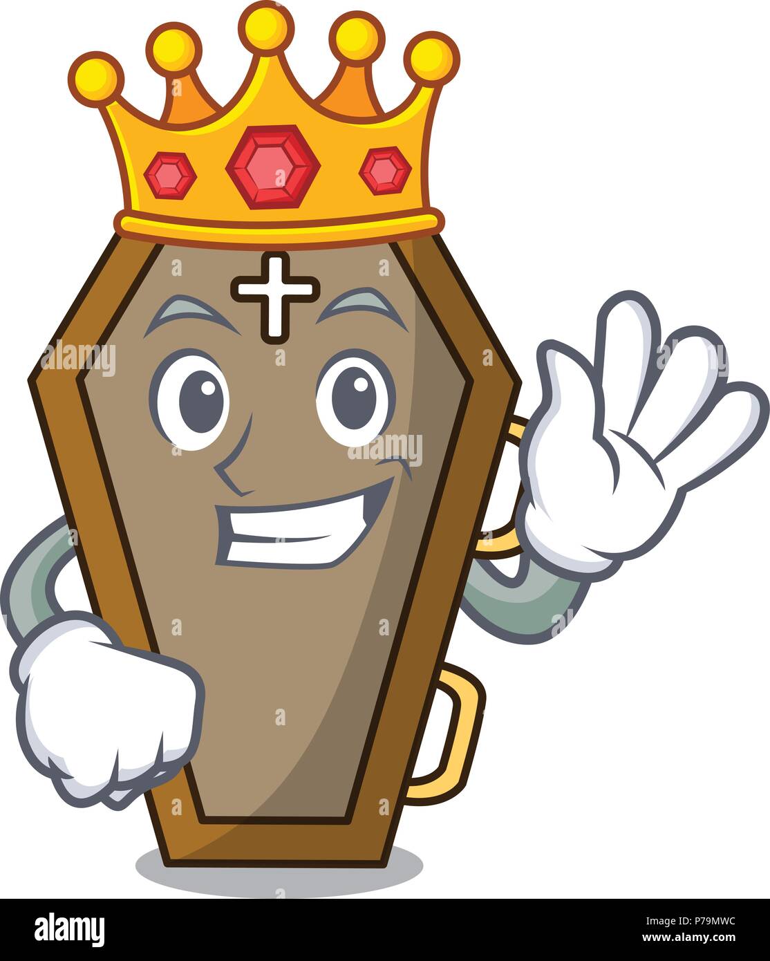 King coffin mascot cartoon style Stock Vector