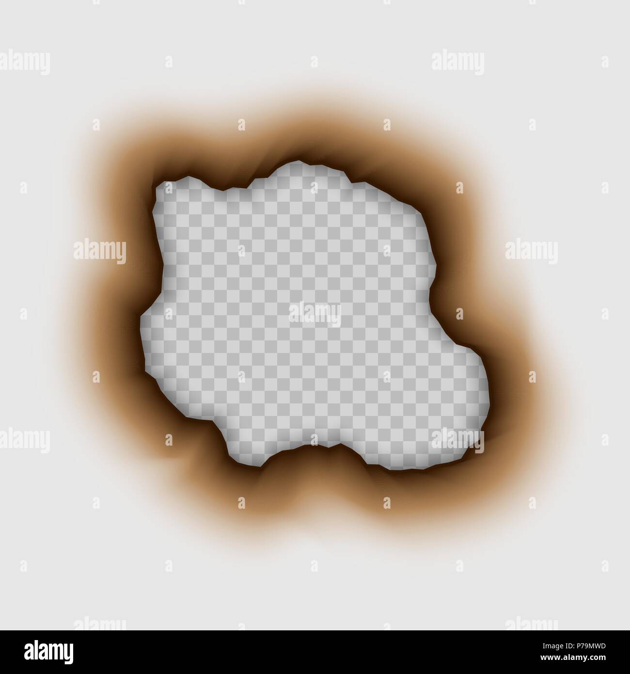 Burnt hole in paper. Burn isolated Stock Vector