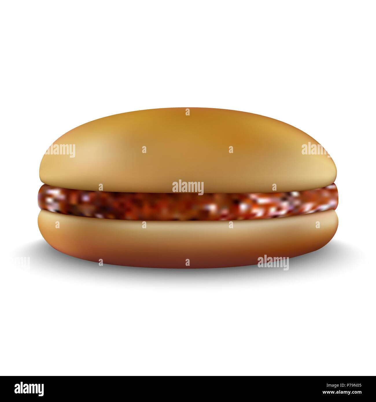 Realistic Hamburger. Classic Burger on white background Stock Vector