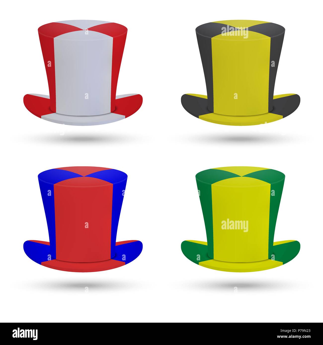 set of realistic hat of soccer fan isolated on white background Stock