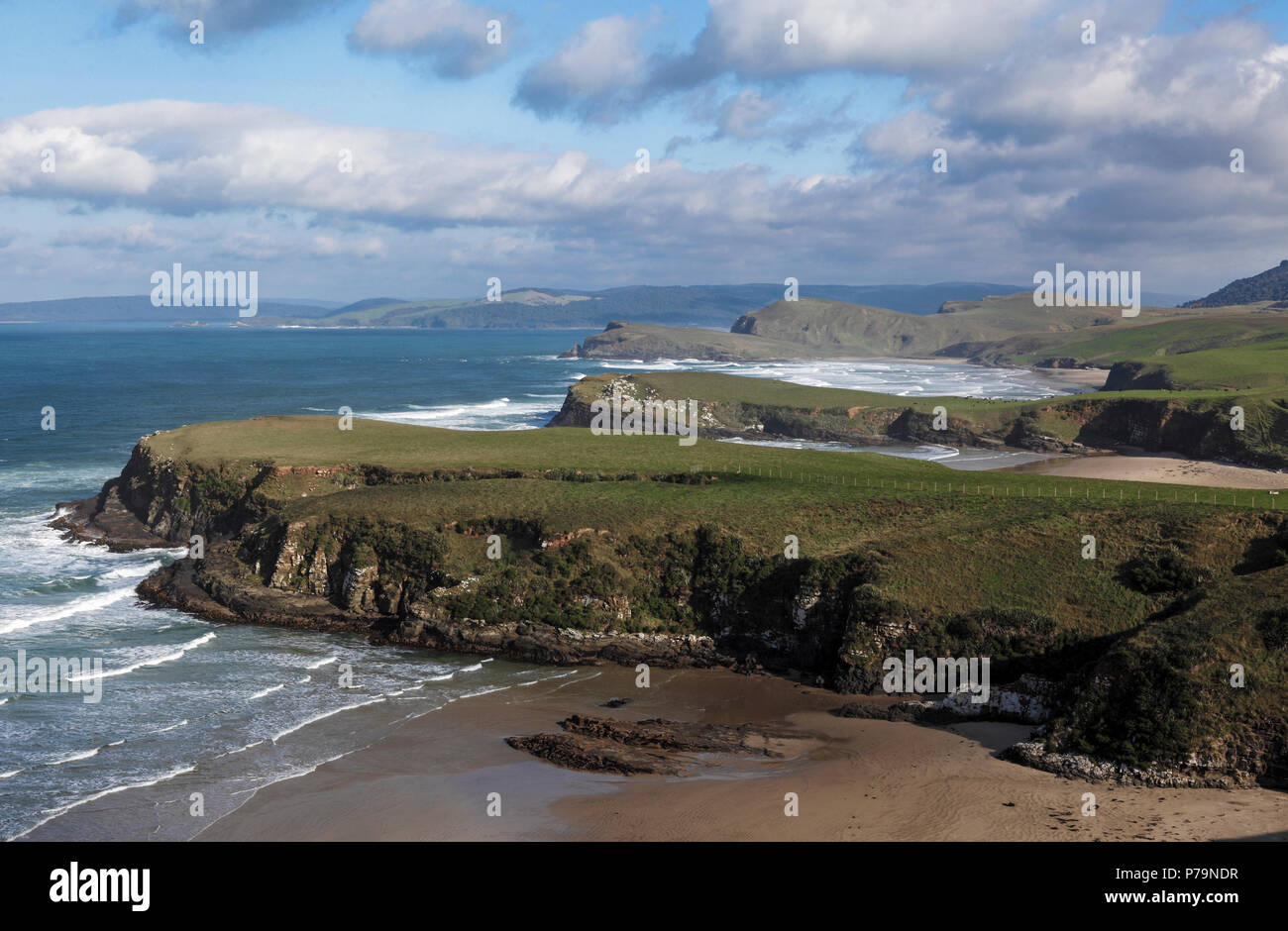 Scenic coastline at Long Point, Catlins, New Zealand Stock Photo
