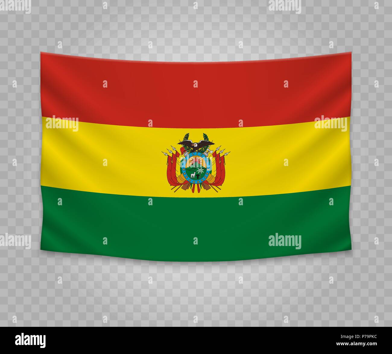 Realistic hanging flag of Bolivia. Empty fabric banner illustration ...