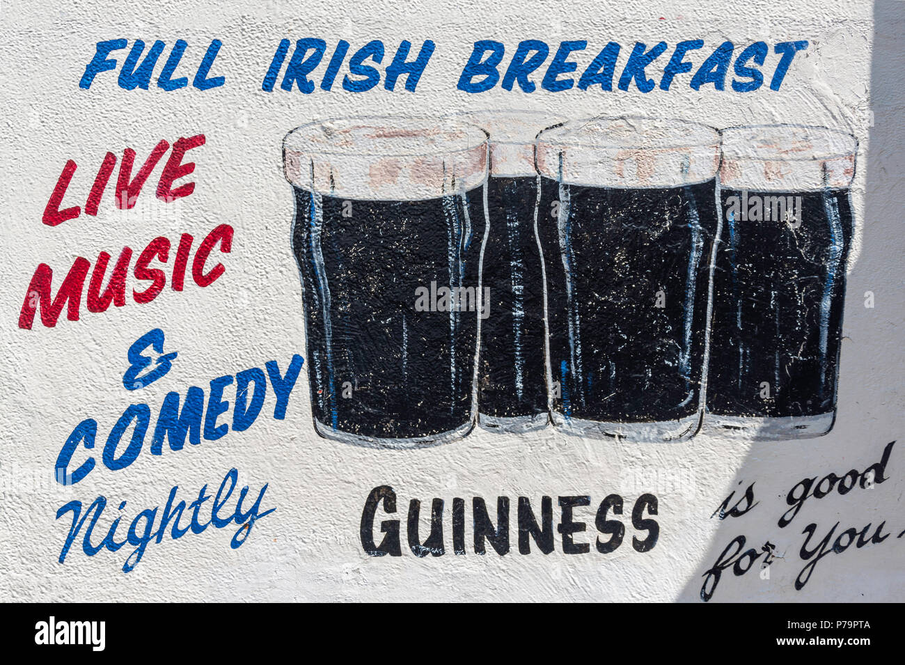 Guinness painted pub sign,  Bachelors Walk, Dublin, Leinster Province, Republic of Ireland Stock Photo
