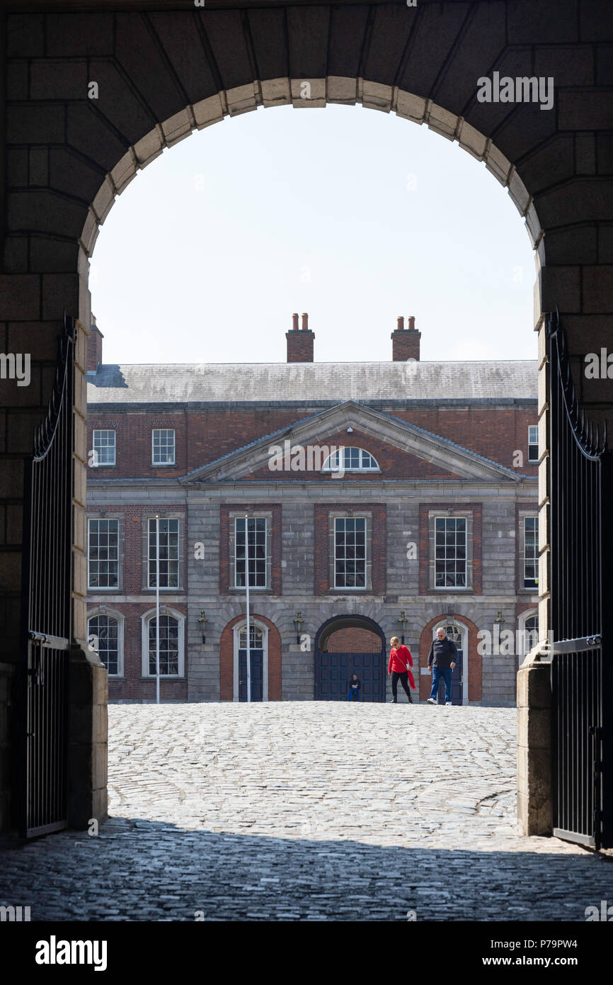 The Great Courtyard at Dublin Castle, Dame Street, Temple Bar, Dublin, Leinster Province, Republic of Ireland Stock Photo
