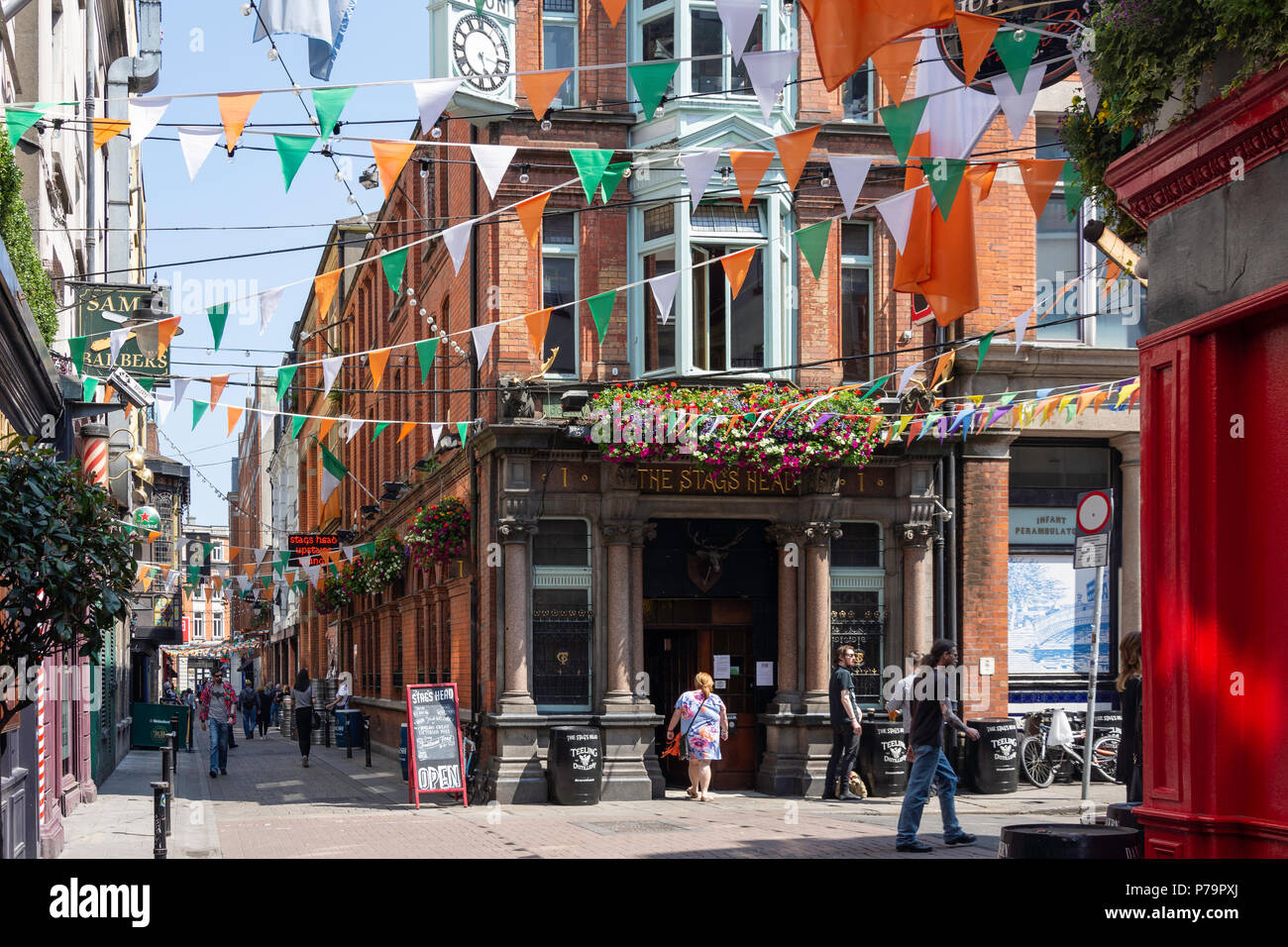 The Stags Head Pub, Dame Court, Temple Bar, Dublin, Leinster Province, Republic of Ireland Stock Photo