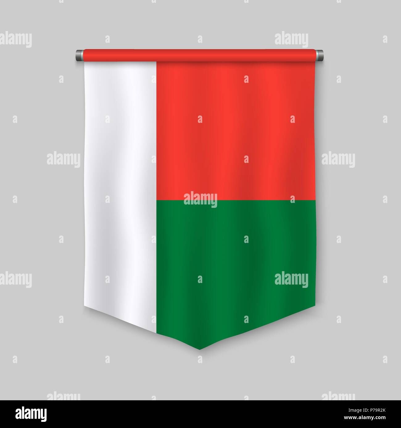 3d realistic pennant with flag of Madagascar Stock Vector